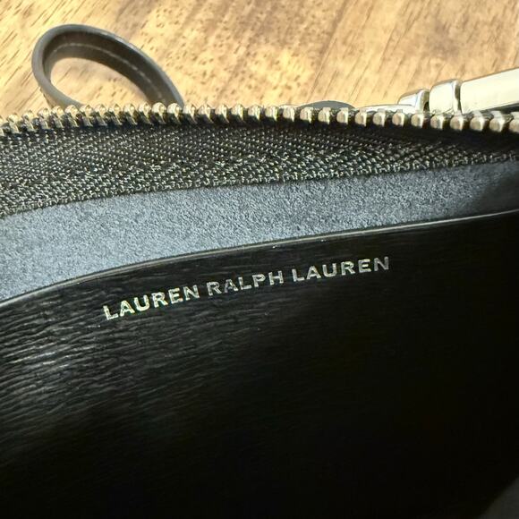 Lauren Ralph Lauren Wristlet Purse Genuine Leather Textured Zip Closure Black - Picture 6 of 8